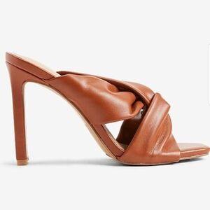 Express Brown Square Toe Heeled Sandals